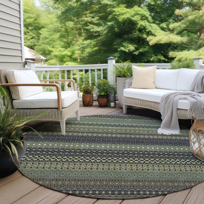 Machine Washable Indoor/ Outdoor Moroccan Stripes Chantille Rug
