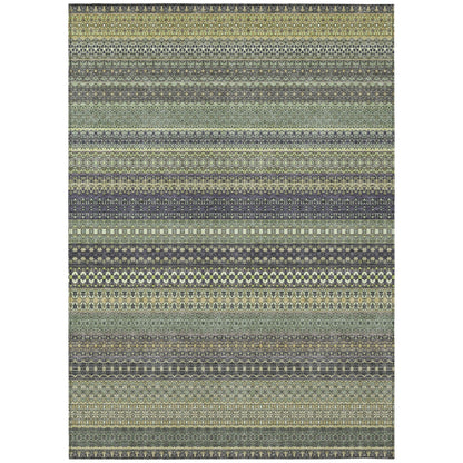 Machine Washable Indoor/ Outdoor Moroccan Stripes Chantille Rug