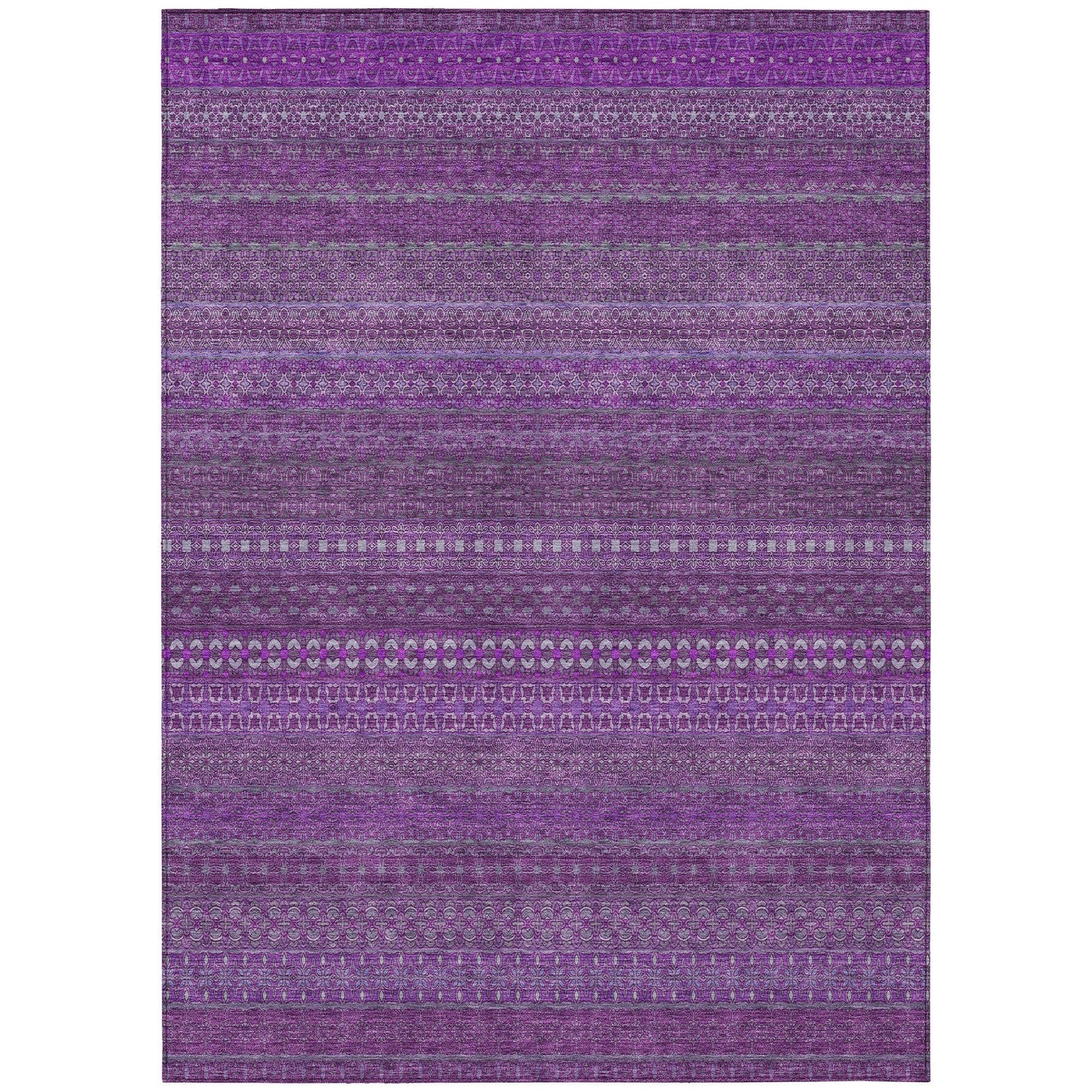 Machine Washable Indoor/ Outdoor Moroccan Stripes Chantille Rug