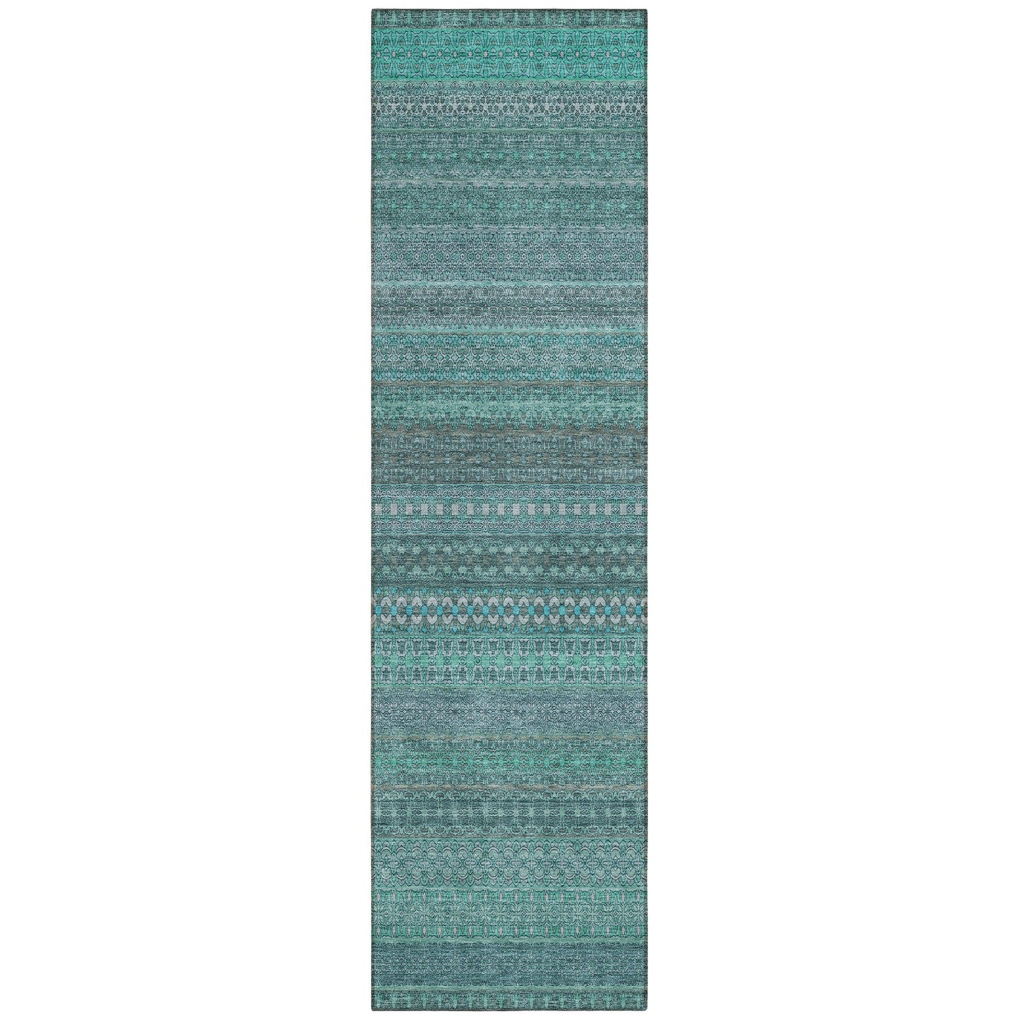 Machine Washable Indoor/ Outdoor Moroccan Stripes Chantille Rug