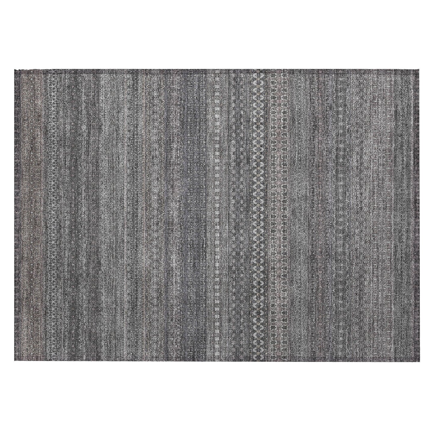 Machine Washable Indoor/ Outdoor Moroccan Stripes Chantille Rug