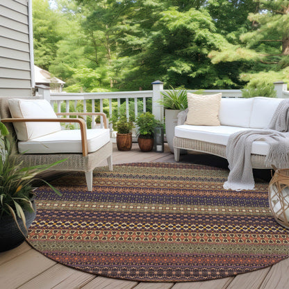 Machine Washable Indoor/ Outdoor Moroccan Stripes Chantille Rug