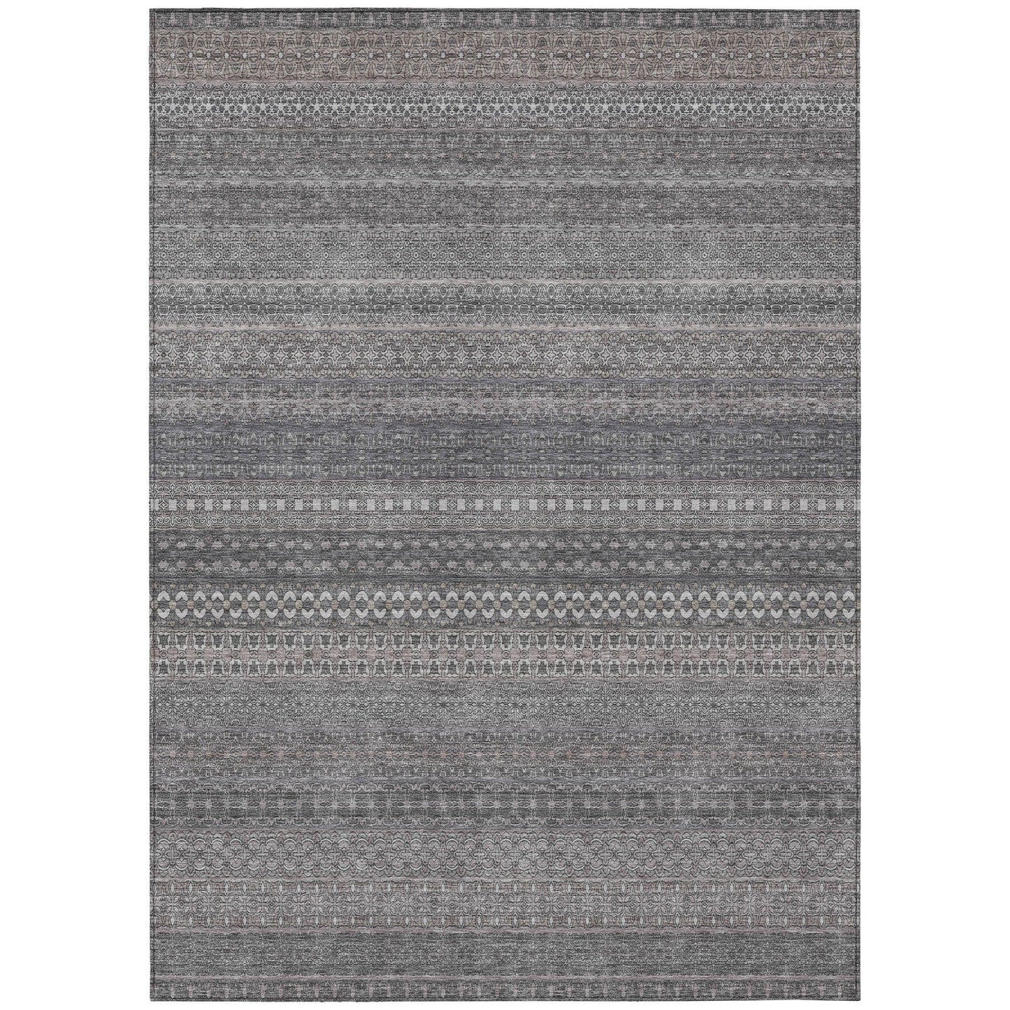 Machine Washable Indoor/ Outdoor Moroccan Stripes Chantille Rug