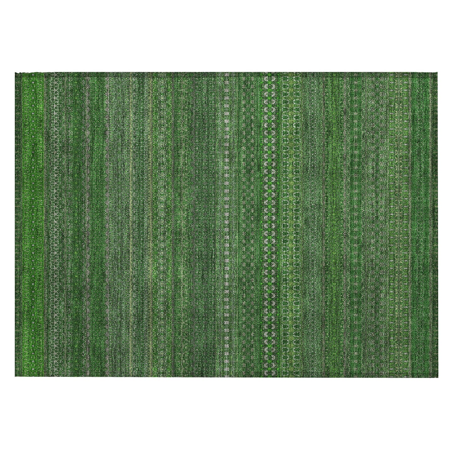 Machine Washable Indoor/ Outdoor Moroccan Stripes Chantille Rug