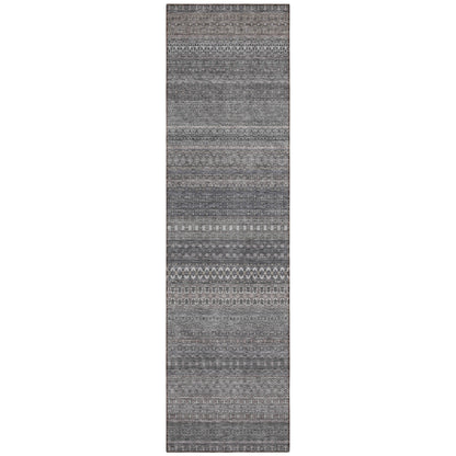 Machine Washable Indoor/ Outdoor Moroccan Stripes Chantille Rug
