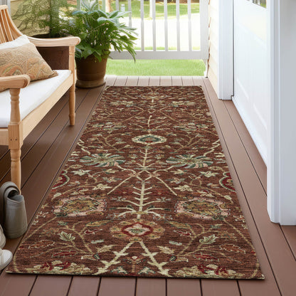Machine Washable Indoor/ Outdoor Traditional Kashan Chantille Rug
