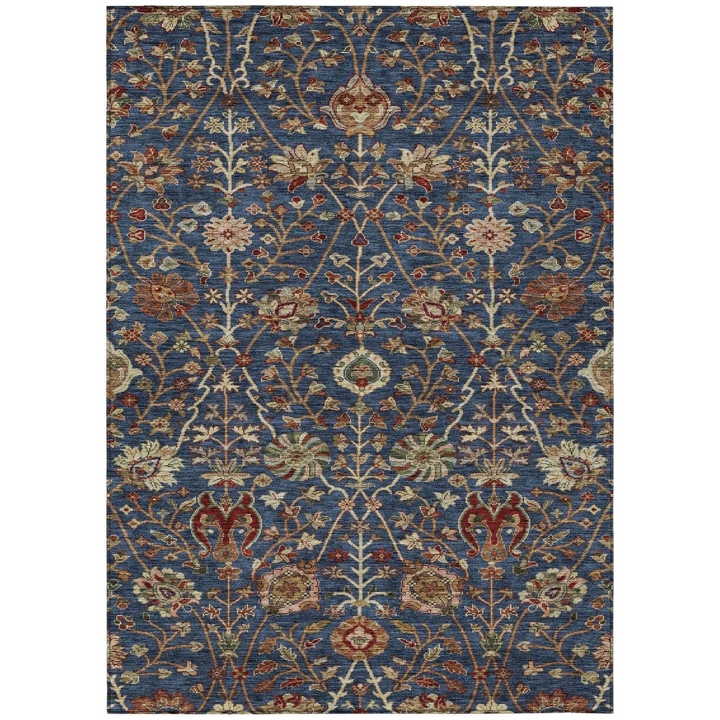 Machine Washable Indoor/ Outdoor Traditional Kashan Chantille Rug