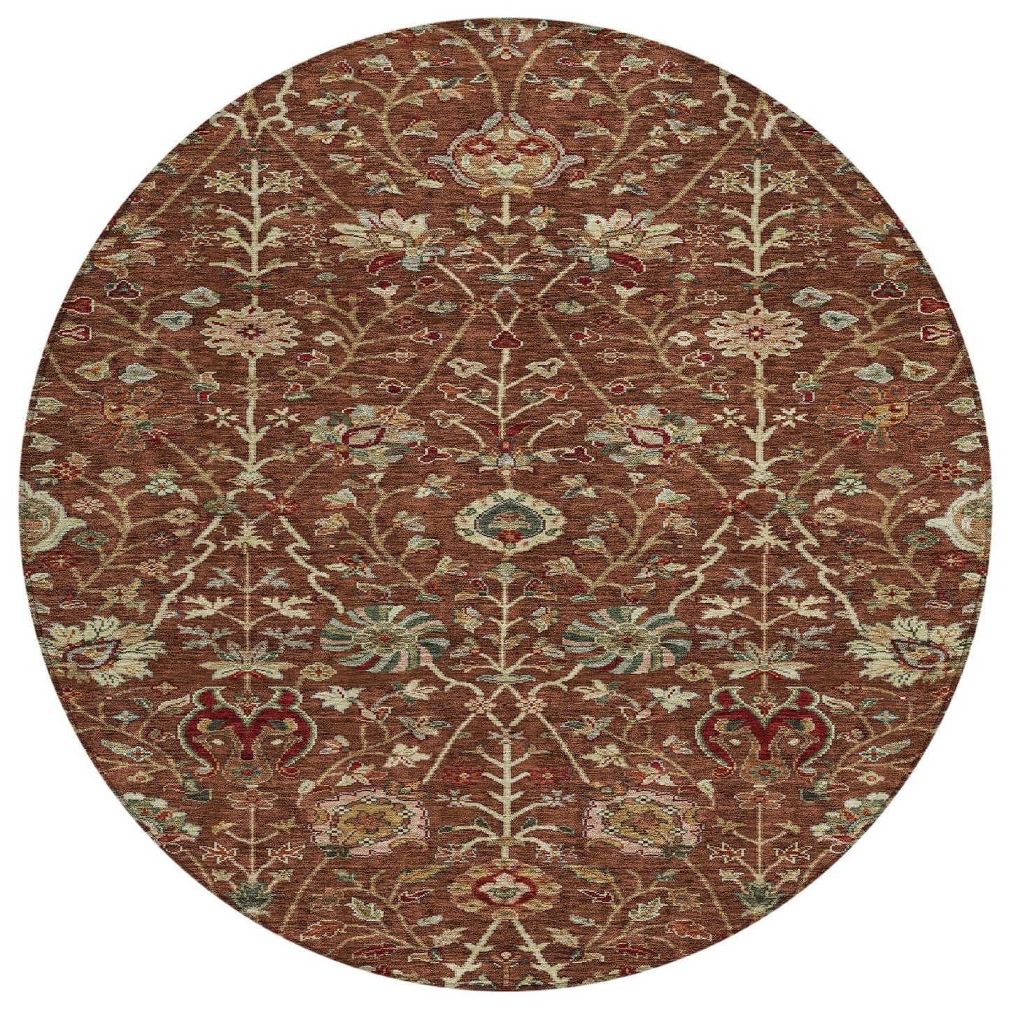 Machine Washable Indoor/ Outdoor Traditional Kashan Chantille Rug