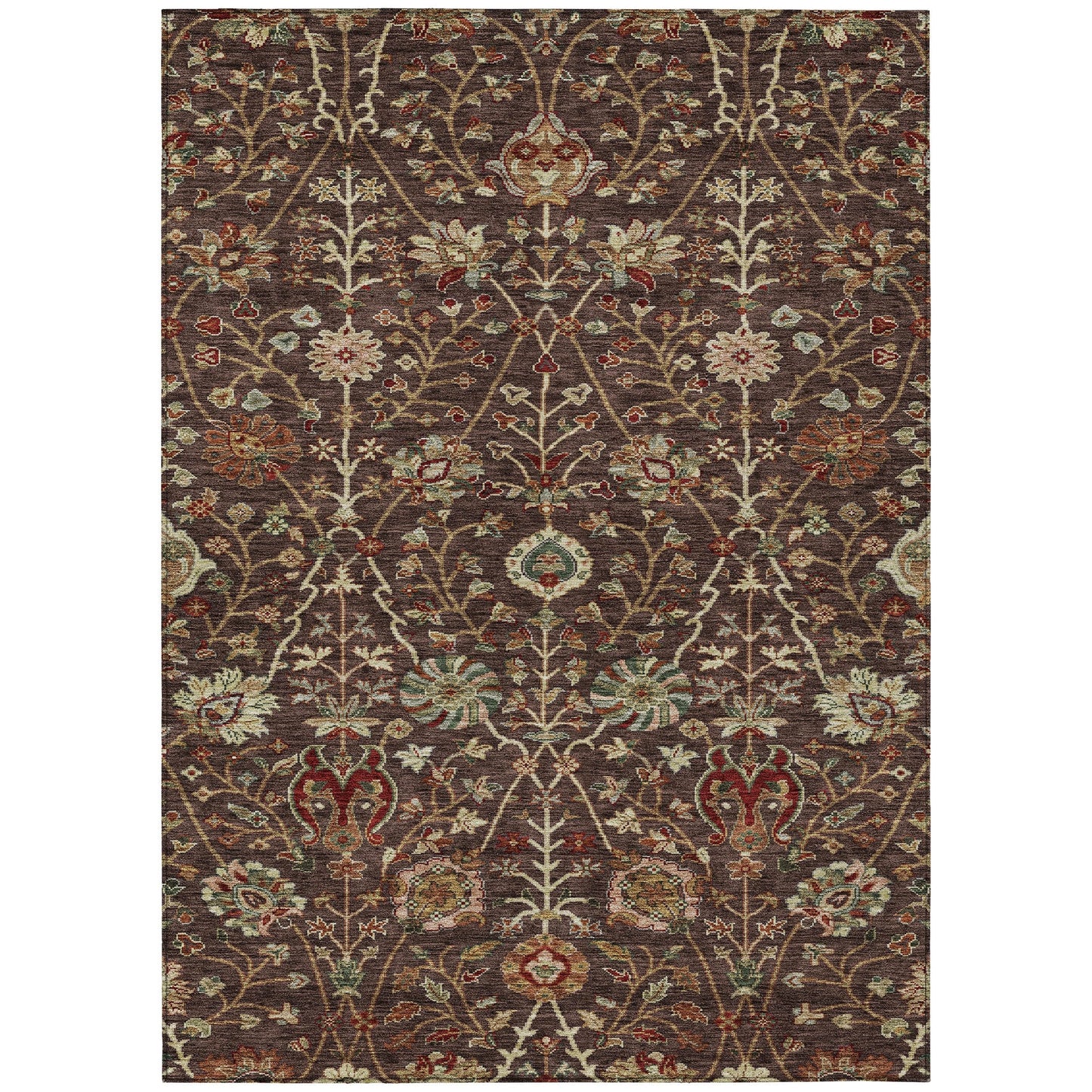 Machine Washable Indoor/ Outdoor Traditional Kashan Chantille Rug