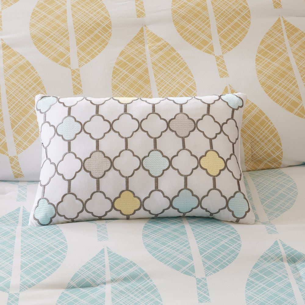 Madison Park Essentials Pelham Bay Yellow/Aqua 9 Piece Comforter Set with Cotton Bed Sheets