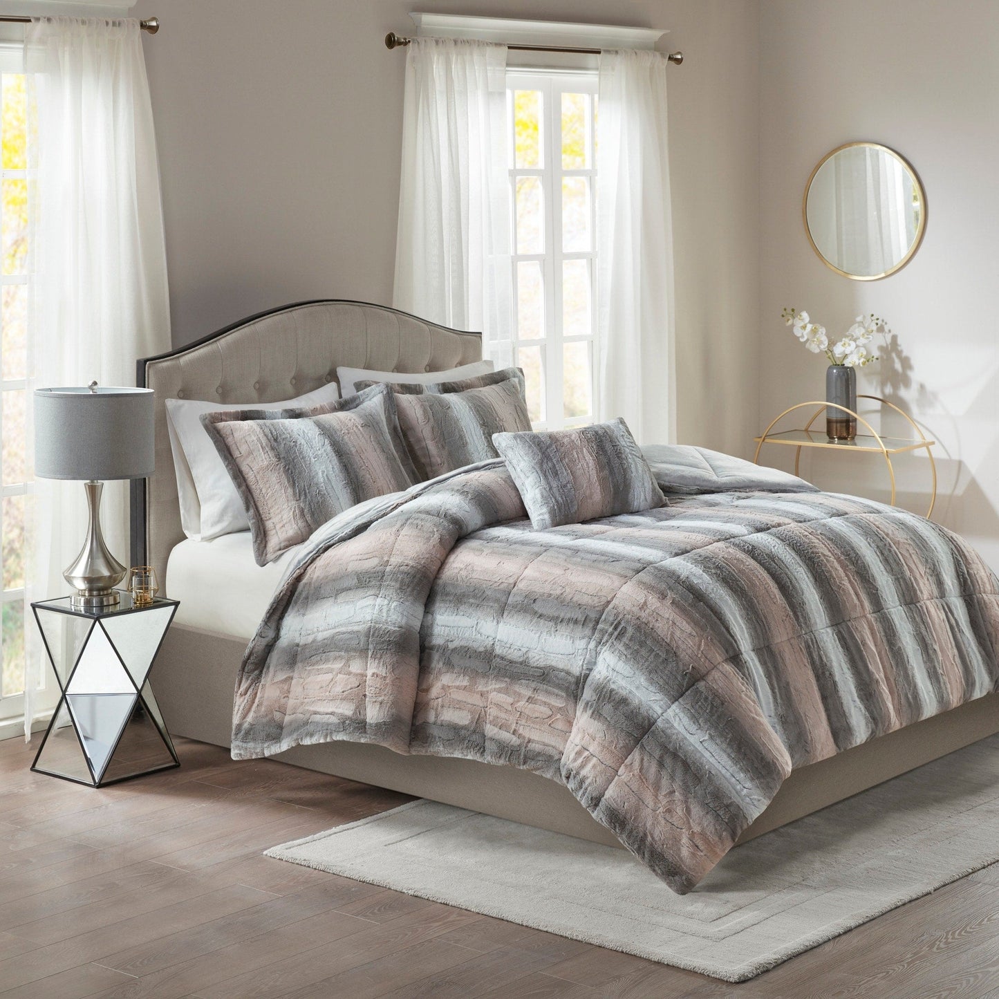 Madison Park Marselle Faux Fur Comforter Set