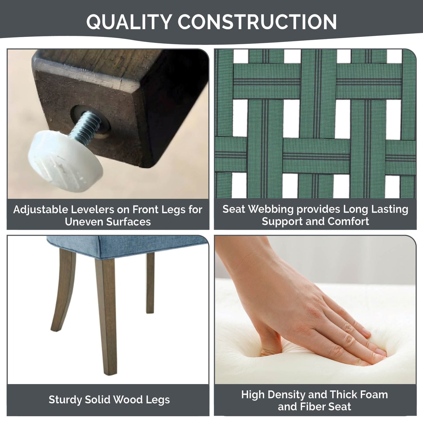 Chaises de salle à manger rembourrées Madison Park Signature Ultra avec pieds en bois (lot de 2) - N/A