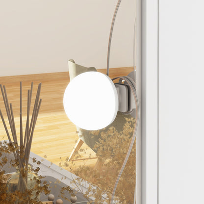 Coiffeuse avec miroir à trois volets et éclairage certifié, plateau en verre