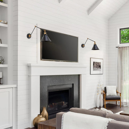 Ensemble de 2 appliques murales modernes à bras pivotant réglables Malryn, à brancher ou à brancher