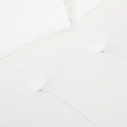 Canapé moderne en cuir véritable avec pieds en bois et coussin traversin supplémentaire