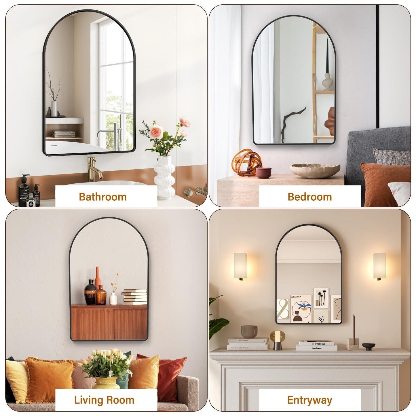 Matte Black Round Mirror