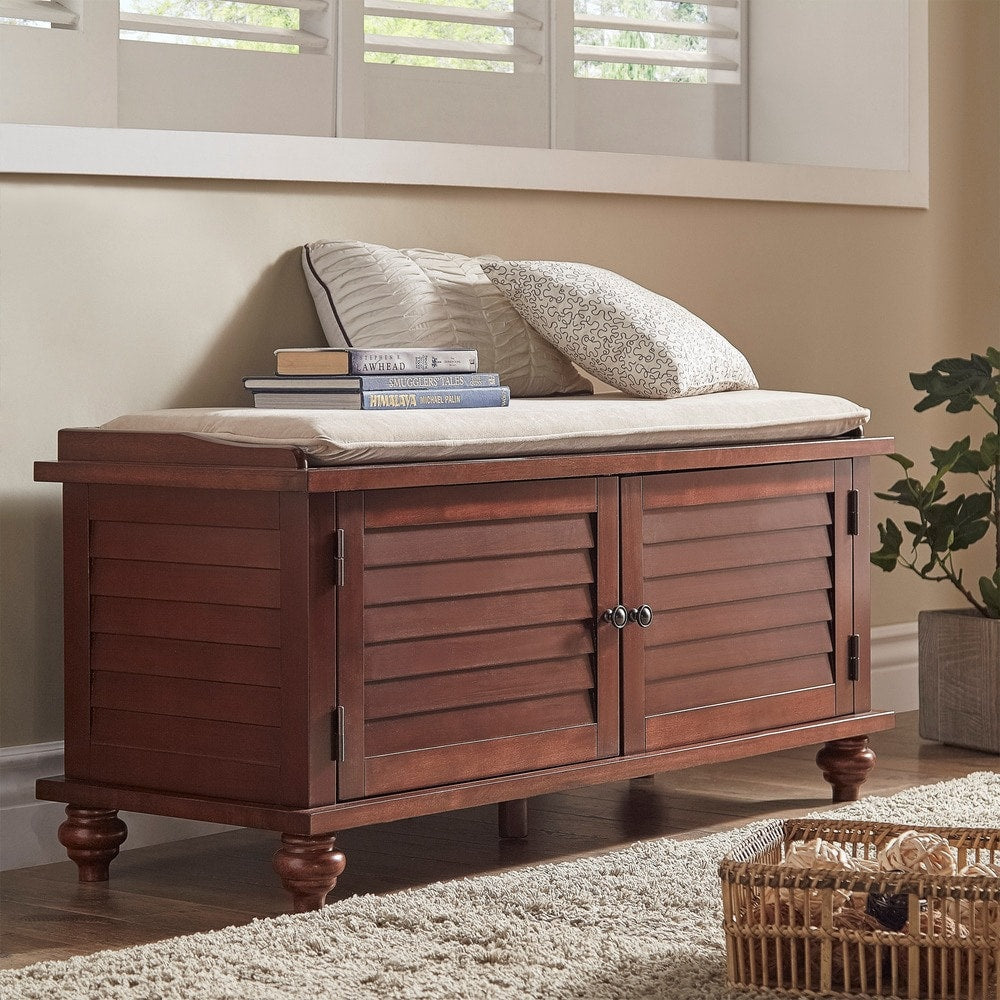 Banc de rangement à porte à volets Maybelle avec coussin en velours par iNSPIRE Q Classic