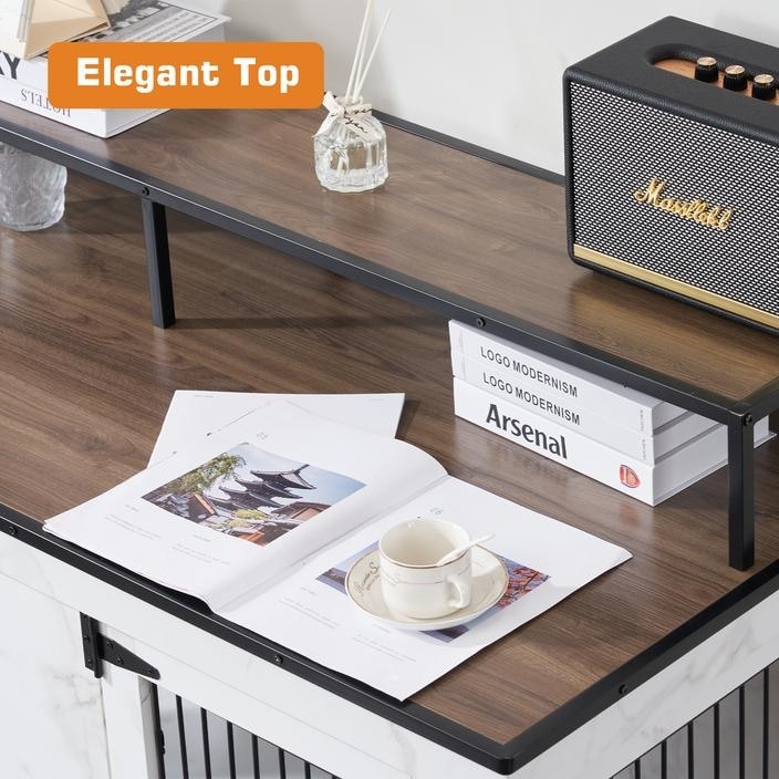 Meuble TV pour cage à chien Mcombo, grand format, niche en bois avec doubles portes, modèle 1861