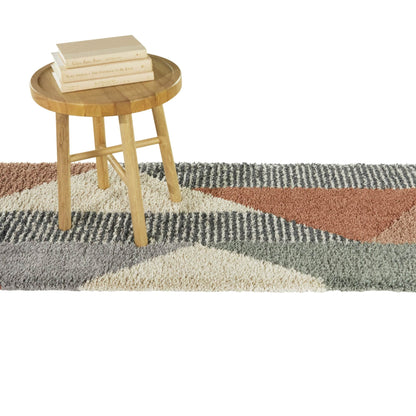Merril Mid-century Modern Color Block Shag Area Rug
