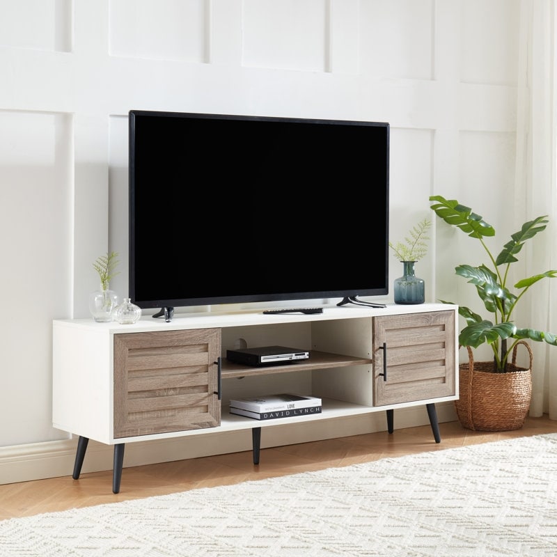 Meuble TV moderne du milieu du siècle pour téléviseurs jusqu'à 70 pouces Console multimédia de centre de divertissement - 20,5'' HX 59'' LX 15,5'' P