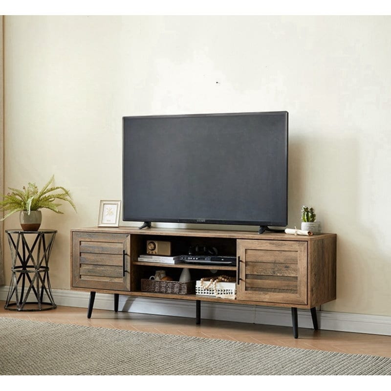 Meuble TV moderne du milieu du siècle pour téléviseurs jusqu'à 70 pouces Console multimédia de centre de divertissement - 20,5'' HX 59'' LX 15,5'' P