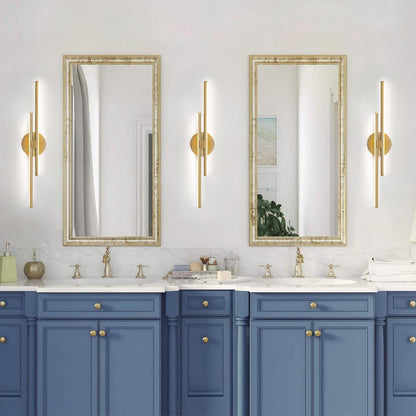 Minimalist 2-Light Dimmable LED Vanity Light Linear Metal Wall Sconce