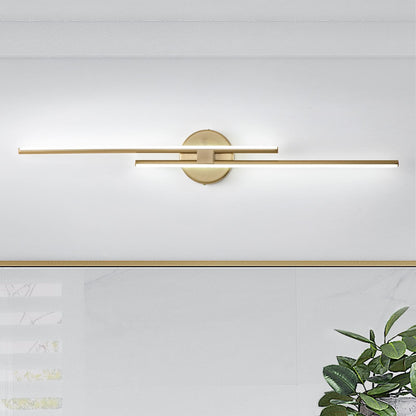 Minimalist 2-Light Dimmable LED Vanity Light Linear Metal Wall Sconce