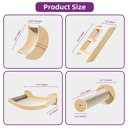 Moasis Cat Wall Shelves Set Wall Mounted Wood Cat Climber Set