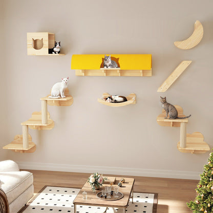 Moasis Cat Wall Shelves Set Wall Mounted Wood Cat Climber Set