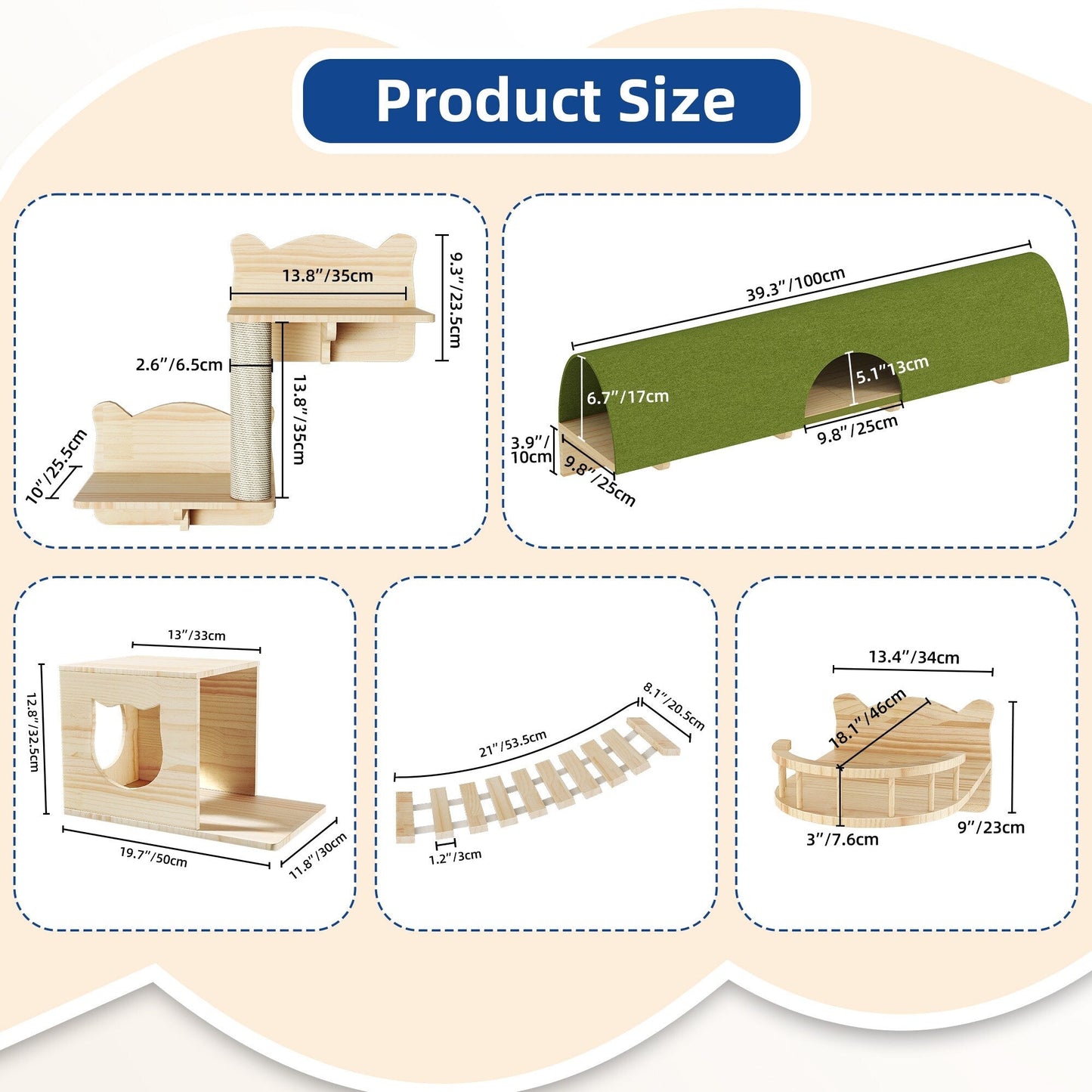 Moasis Cat Wall Shelves Set Wall Mounted Wood Cat Climber Set