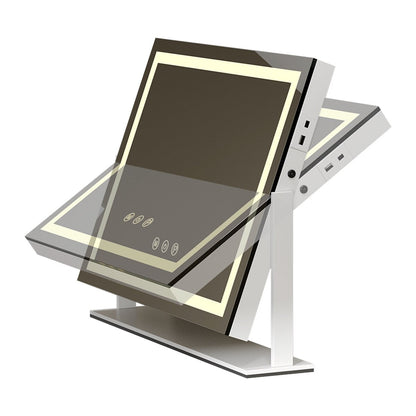 Moasis Makeup Vanity Mirror with LED Light, USB Charging Port 10X Magnification Mirrors with Bluetooth Speaker