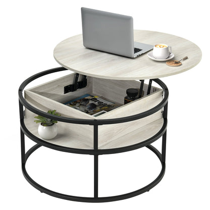 Moasis Round Lift Top Coffee Table with Hidden Storage
