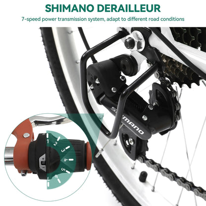 Vélo de croisière Moasis24/26 à 7 vitesses, vélo à cadre réglable, vélo de trajet