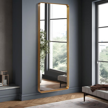 Miroir mural rectangulaire profond en alliage d'aluminium moderne - 71 x 28 cm