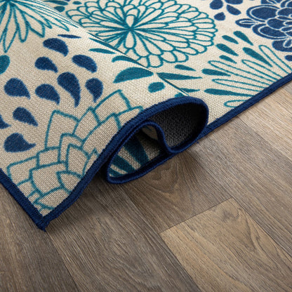 Modern Floral Circles Flatweave Indoor/Outdoor Area Rug