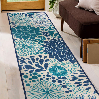 Modern Floral Circles Flatweave Indoor/Outdoor Area Rug