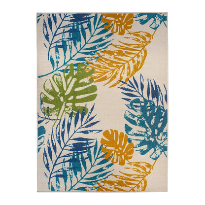 Modern Floral Leaves Flatweave Indoor/Outdoor Area Rug
