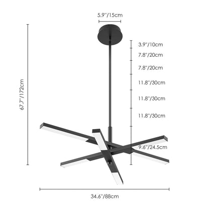 Modern Tiered Linear Sputnik Chandelier Warm Light 3000K Integrated LED Chandelier