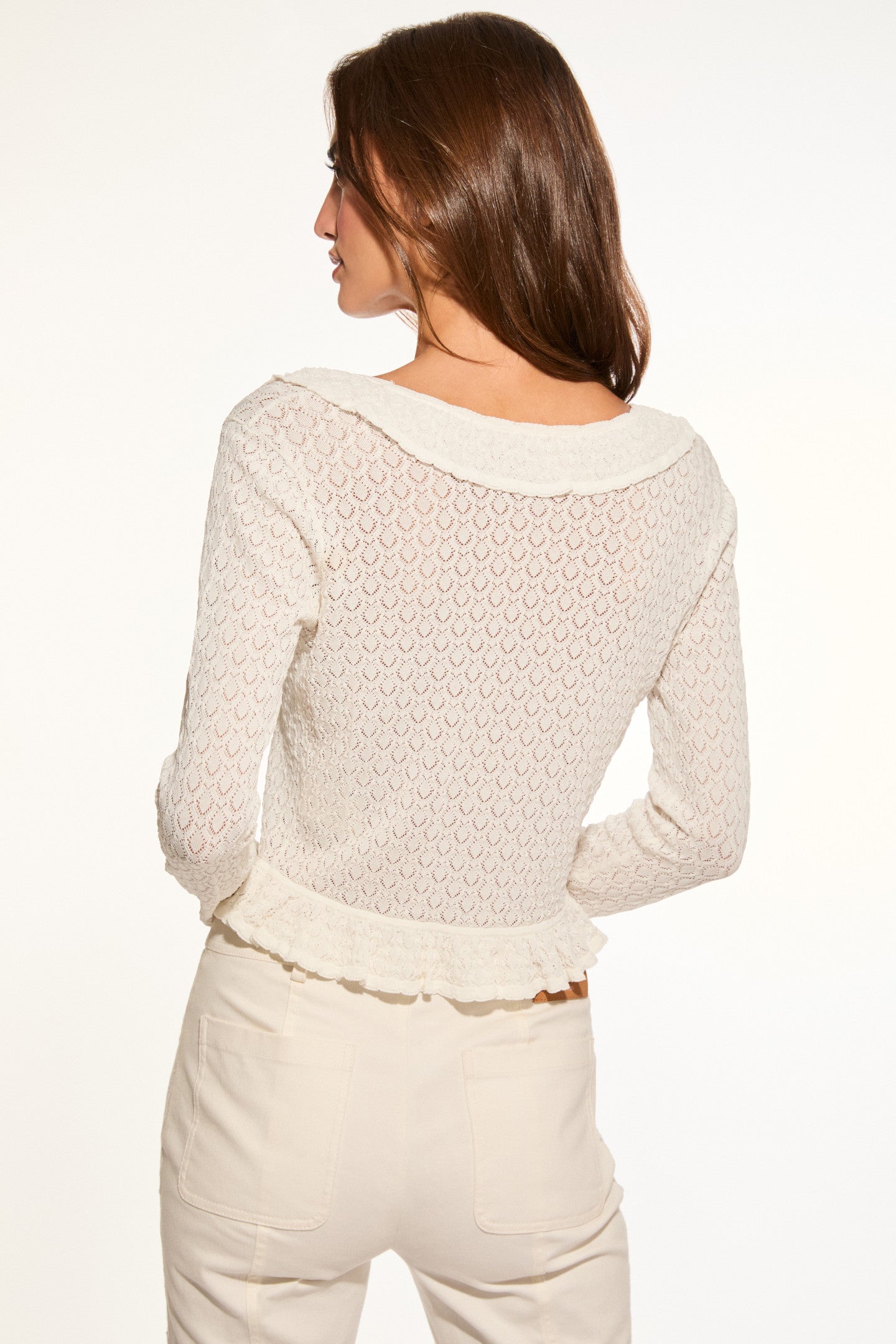 Cardigan en maille extensible Nilah - BLANC