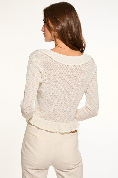 Cardigan en maille extensible Nilah - BLANC