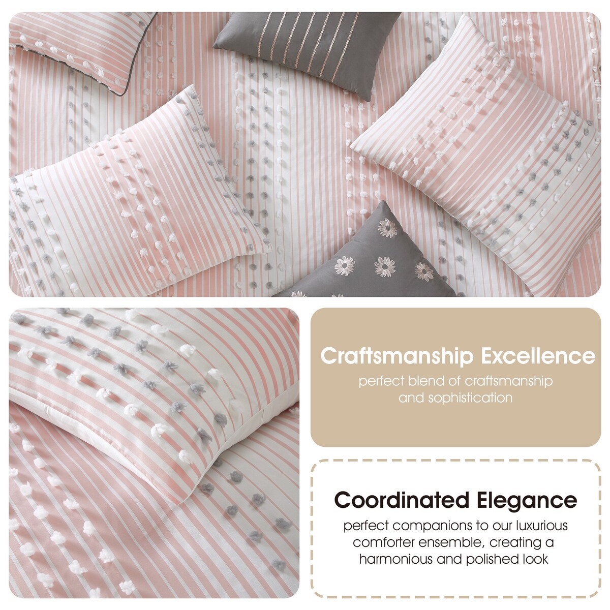 Nanshing Jessy Modern Striped 7 Piece Comforter Set