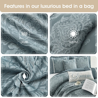 Ensemble de couette traditionnelle damassée Nanshing Tiana 7 pièces