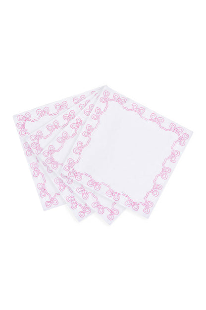 Serviettes en lin brodées avec nœud - ROSE FESTIF
