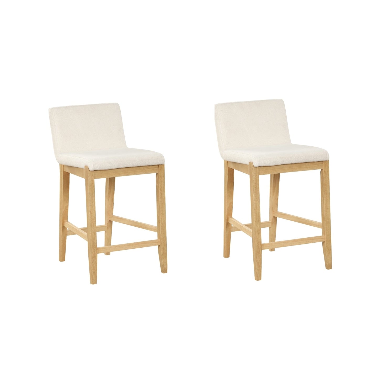 Tabouret de bar moderne Gracie, chaise rembourrée en boucle et pieds en bois brossé