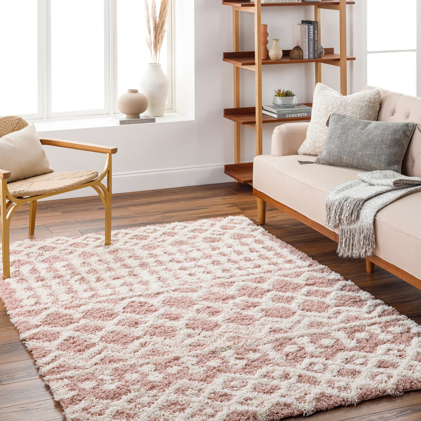 Livabliss Newton Geometric Moroccan Trellis Shag Area Rug