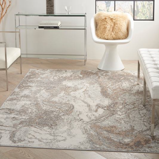 Nourison Elation Modern Abstract Ivory Grey Area Rug