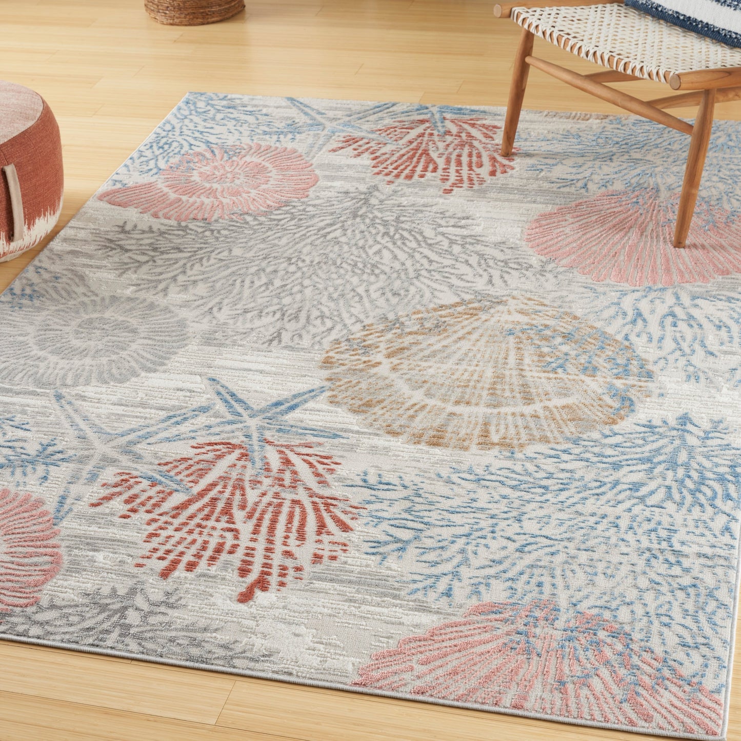 Nourison Pompeii Coastal Beach Shells and Coral Area Rug