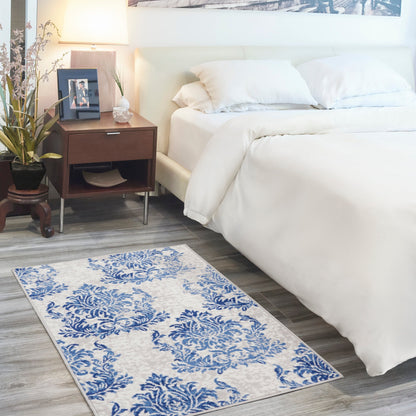 Nourison Whimsicle French Country Botanical Ivory Navy Area Rug