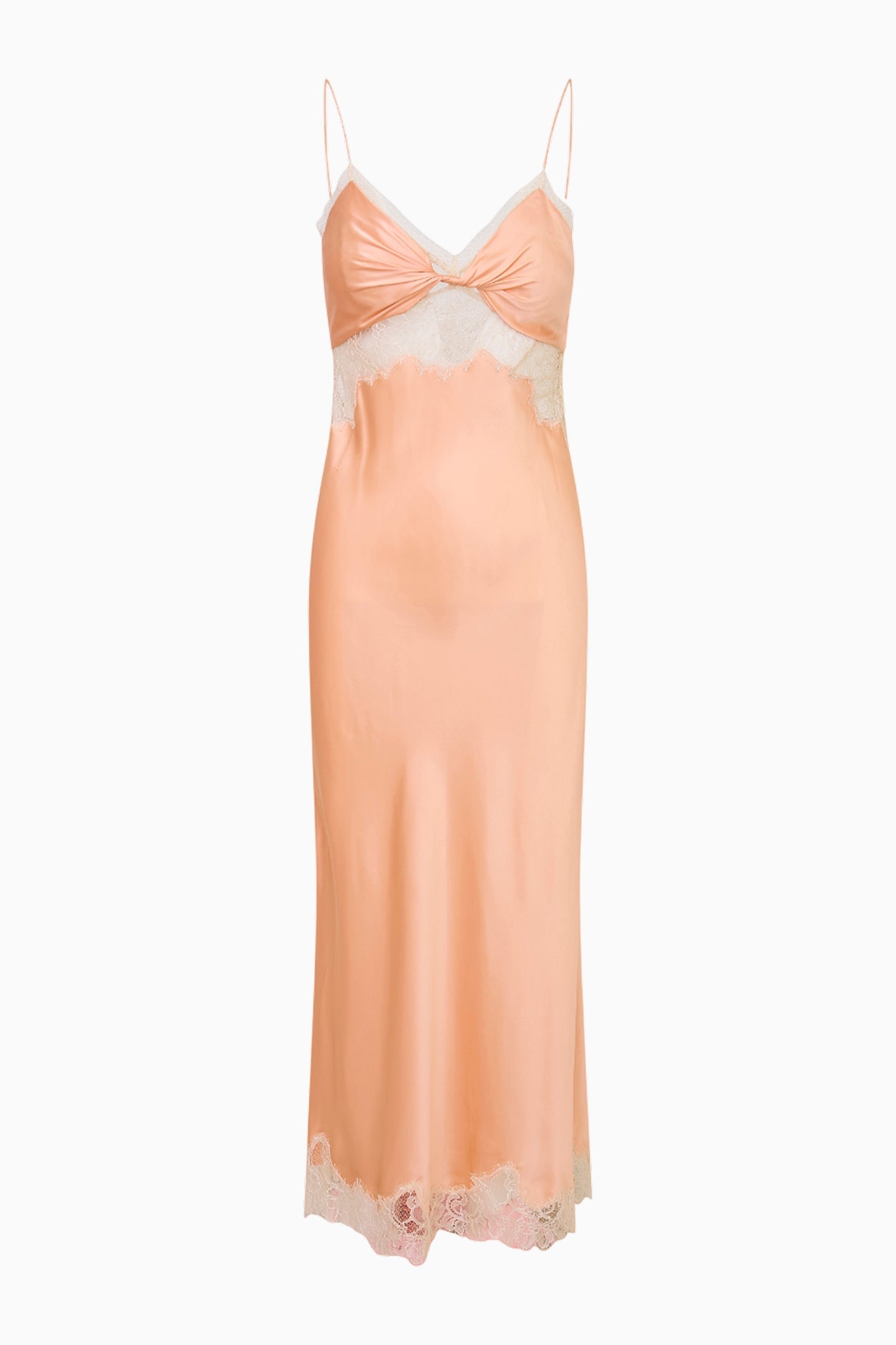 Robe longue nuisette Orianna en soie mélangée - PECHE