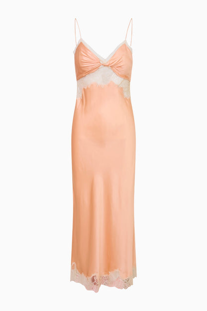 Robe longue nuisette Orianna en soie mélangée - PECHE